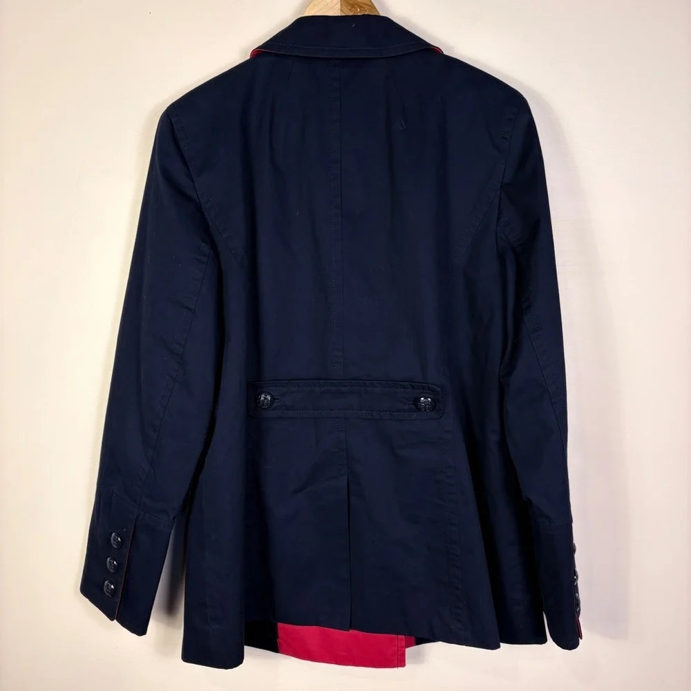 Talbots Navy Blue Cotton Peacoat Jacket Double Breasted Nautical Preppy - Picture 7 of 9